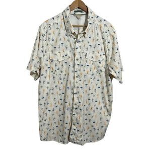 Exofficio Mens Button Up Shirt XXL White Vented Fishing Short Sleeve Lures